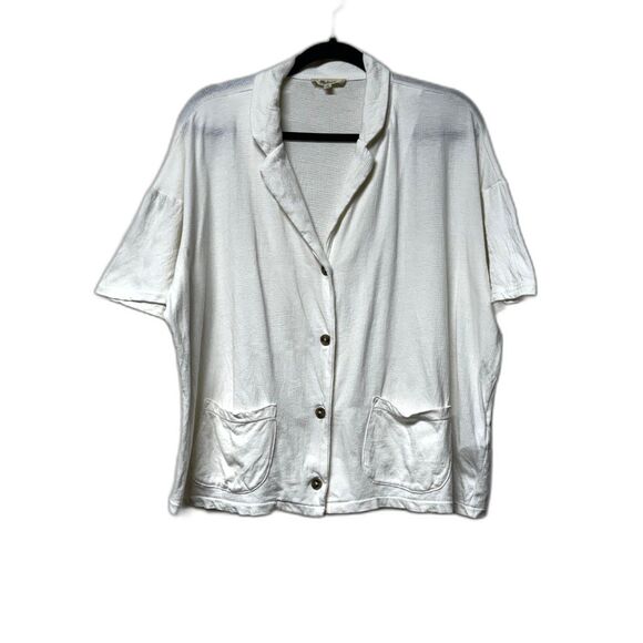 MADEWELL Knit Lightspun Camp Shirt, Tortoise Shell Buttons, Ivory, Sz M - Picture 2 of 10